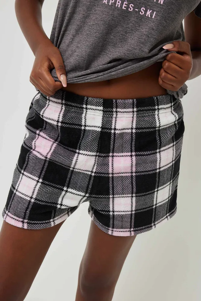 Ardene Plush PJ Shorts in Light Pink Size 100 Recycled