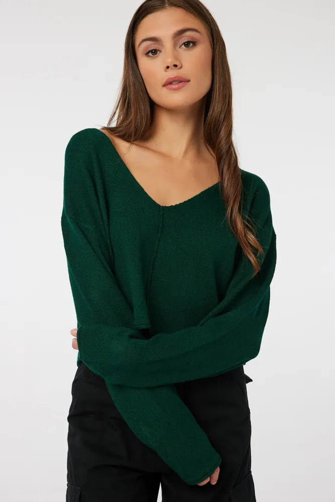 Dark green cropped sweater discount