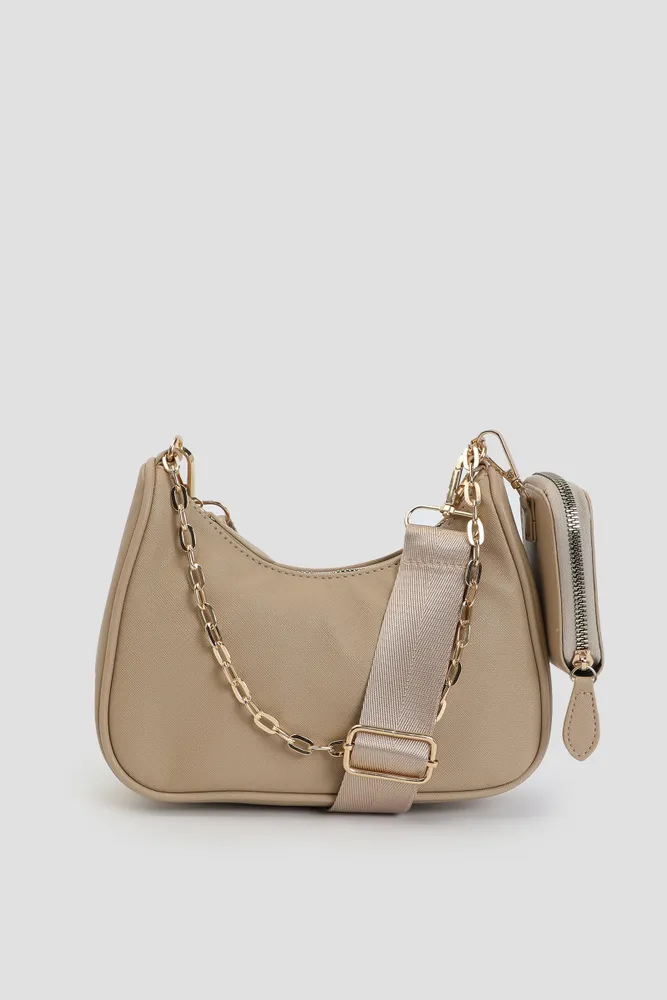 Beige sales baguette bag