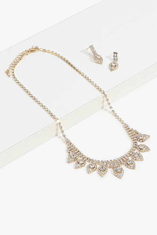 Ardene Drop Necklace and Earrings Set in Gold Stainless Steel