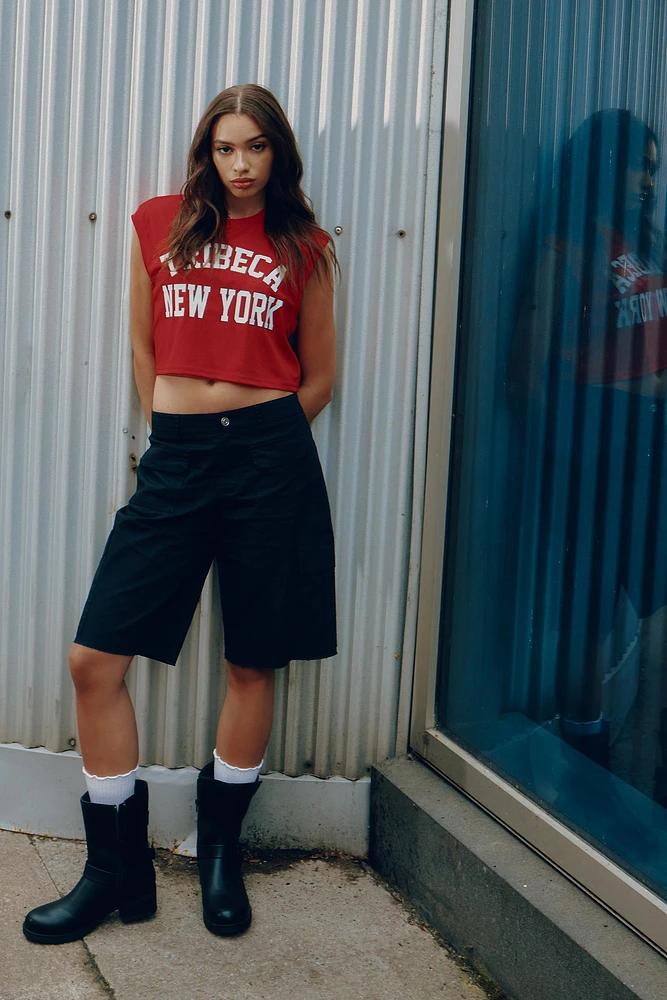 Low rise bermuda shorts discount