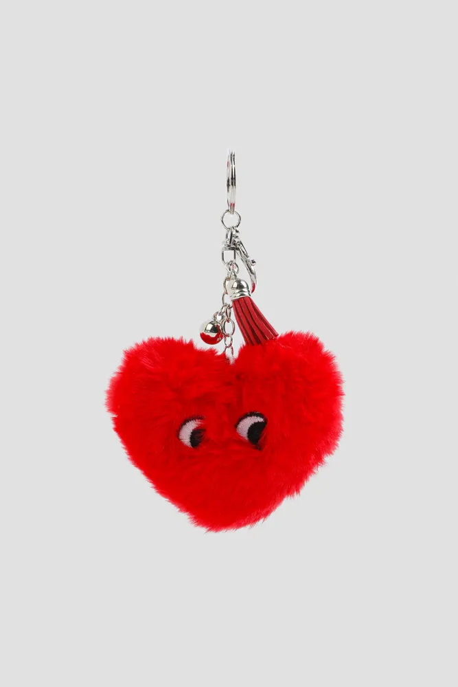 Fuzzy heart hotsell keychain