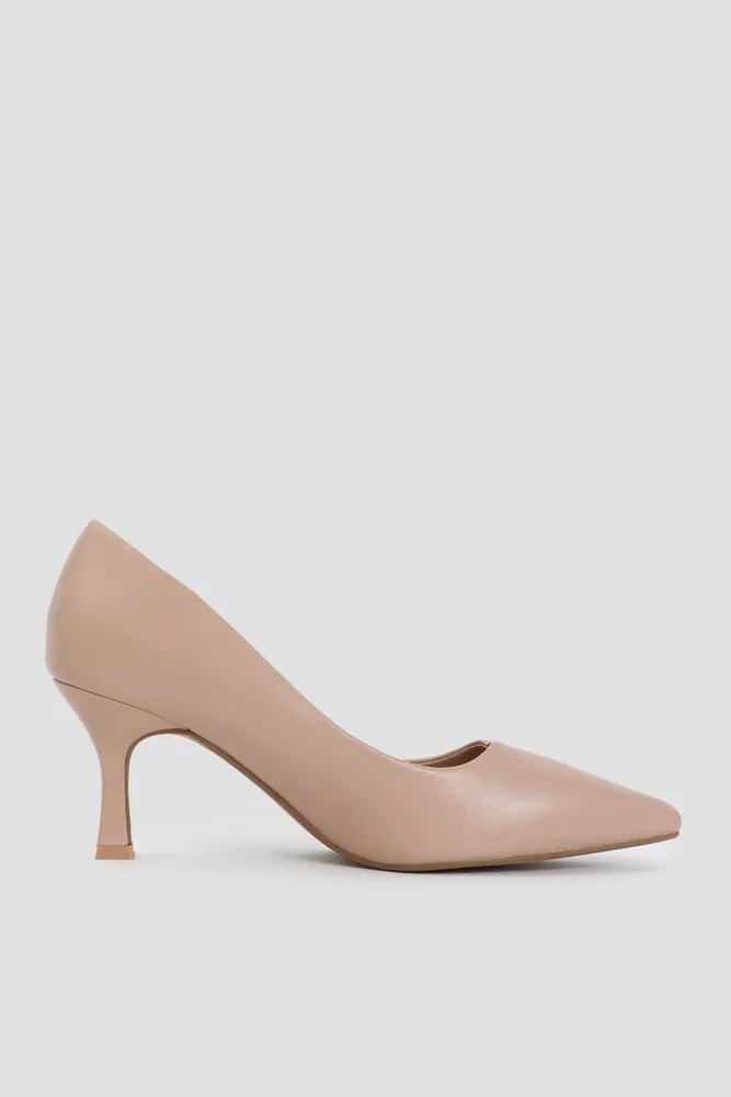 Brown leather deals pumps mid heel