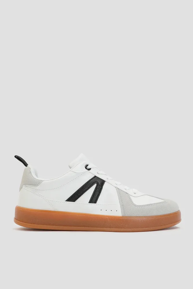 Ardene Sneakers with Contrast Details in White Size Faux
