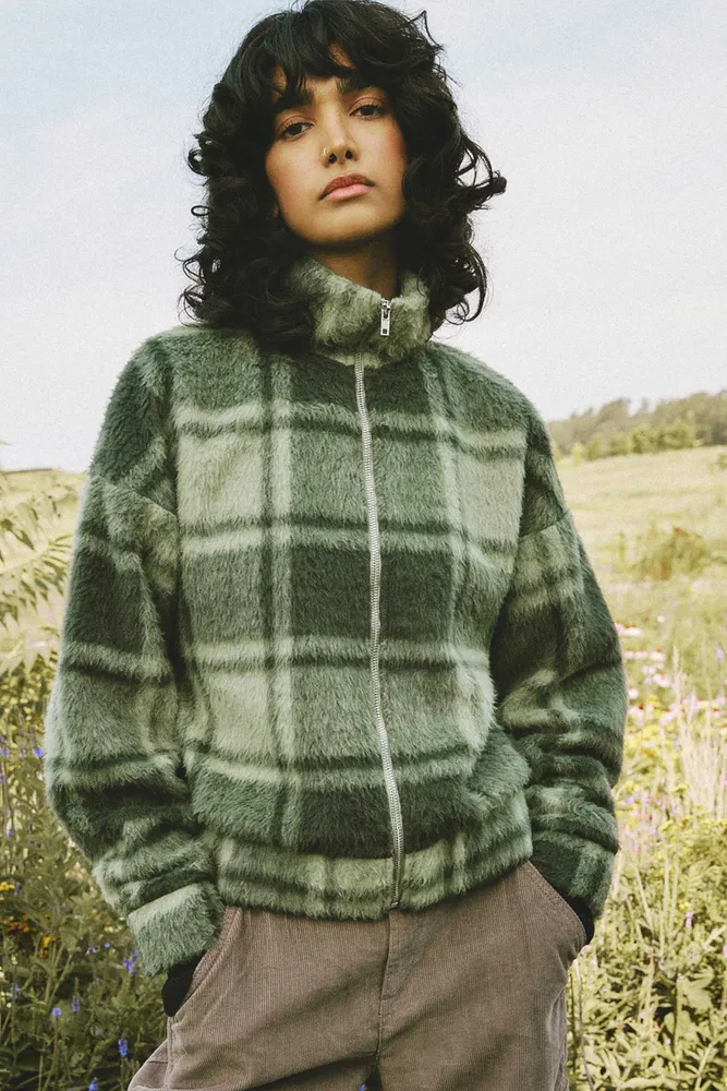 Fleece jacket with elastic cuffs on sale