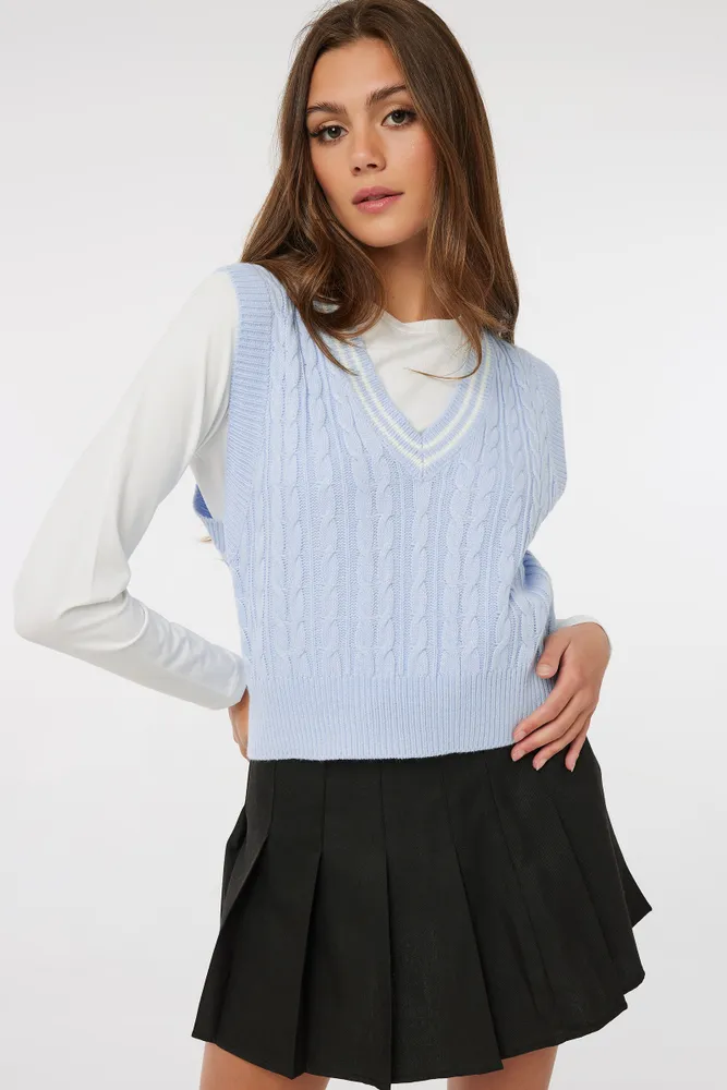 Light blue sweater best sale vest