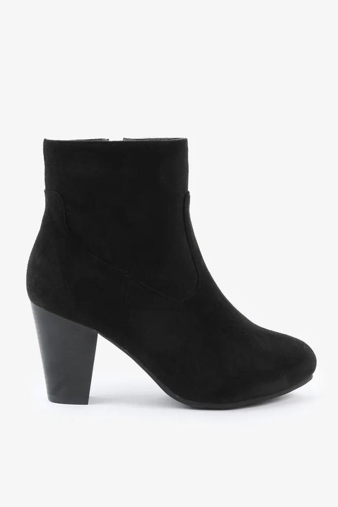 Black suedette cone heel shoe boots online