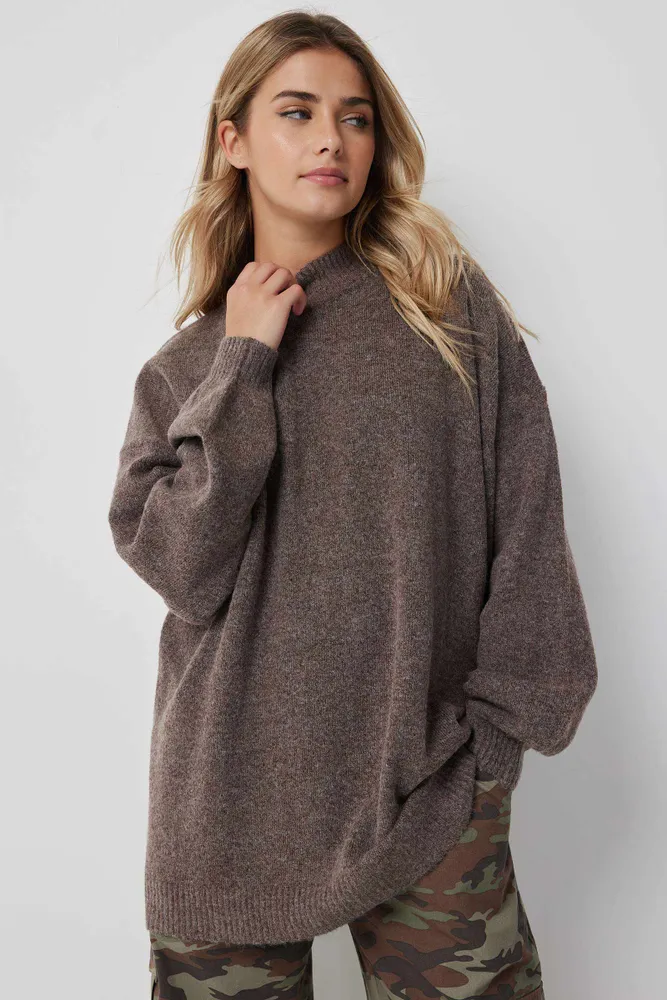 Mock neck tunic sweater shop