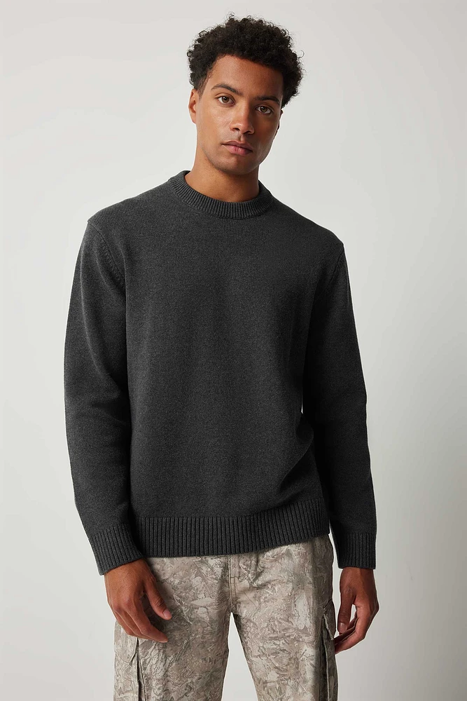 Black cotton crew neck sweater sale