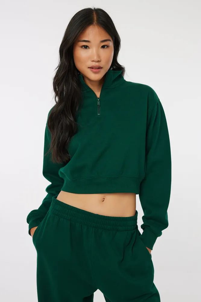 Crop half store zip sweatshirt