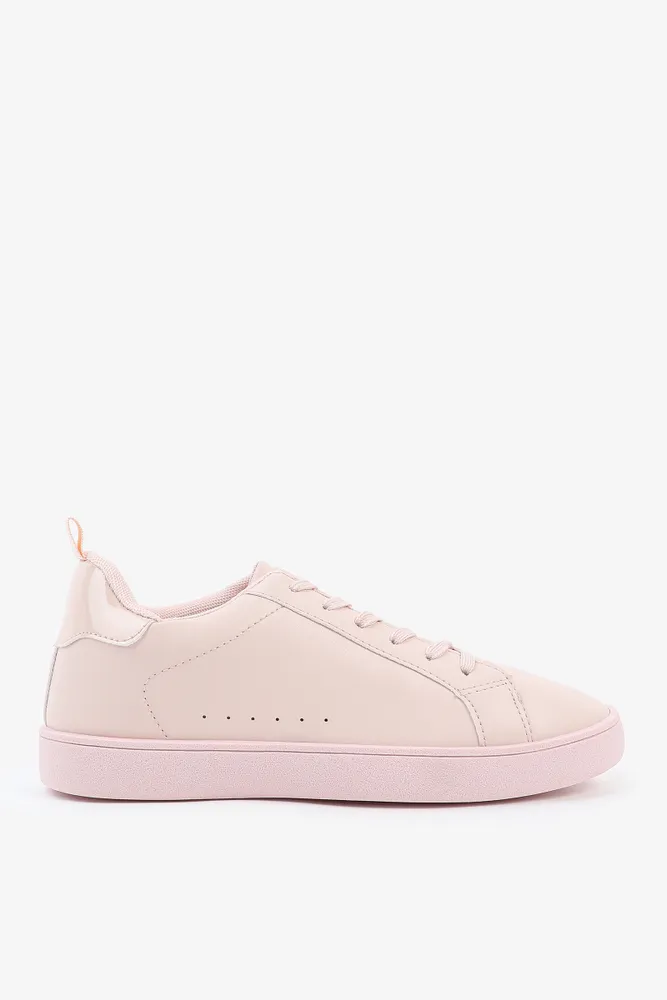 Ardene Lace Up Tennis Sneakers in Light Pink Size Faux Leather