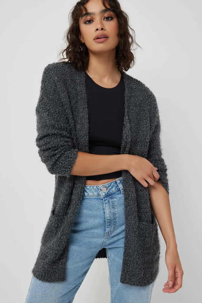 Fuzzy outlet open cardigan