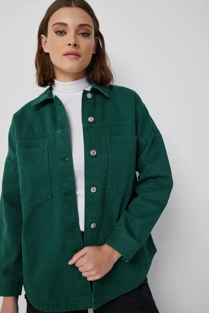 Dark green denim sales jacket