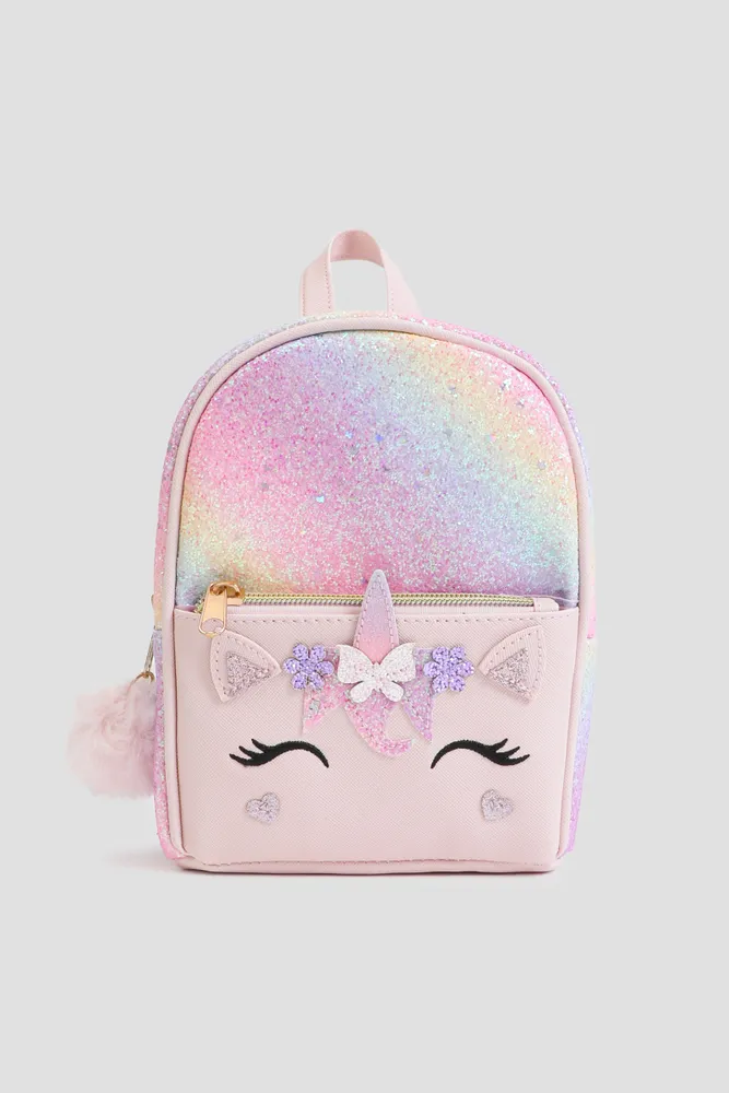 Pink faux outlet leather backpack