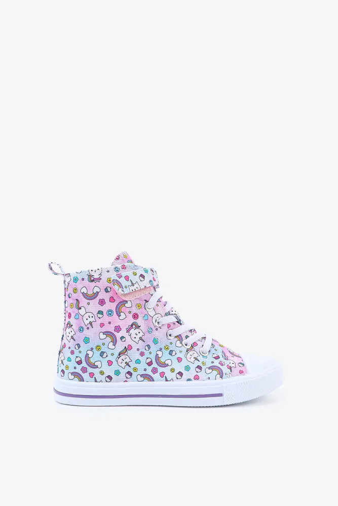 Ardene Kids Cat Unicorn Bungee Lace Sneakers in Lilac Size