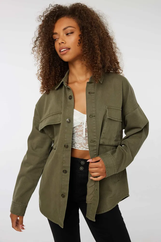 Khaki cheap utility shacket
