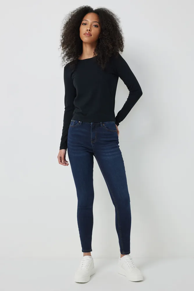 Ardene Super Stretch Jeggings in Dark Blue Size Polyester
