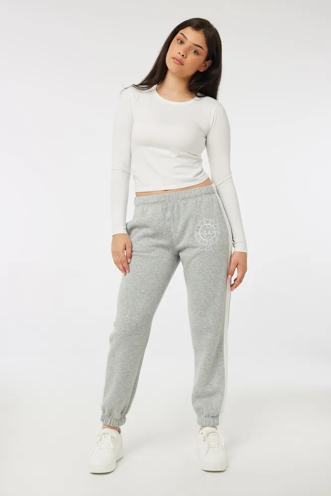 Ardene Side Stripe Sweatpants in Light Grey Size Polyester