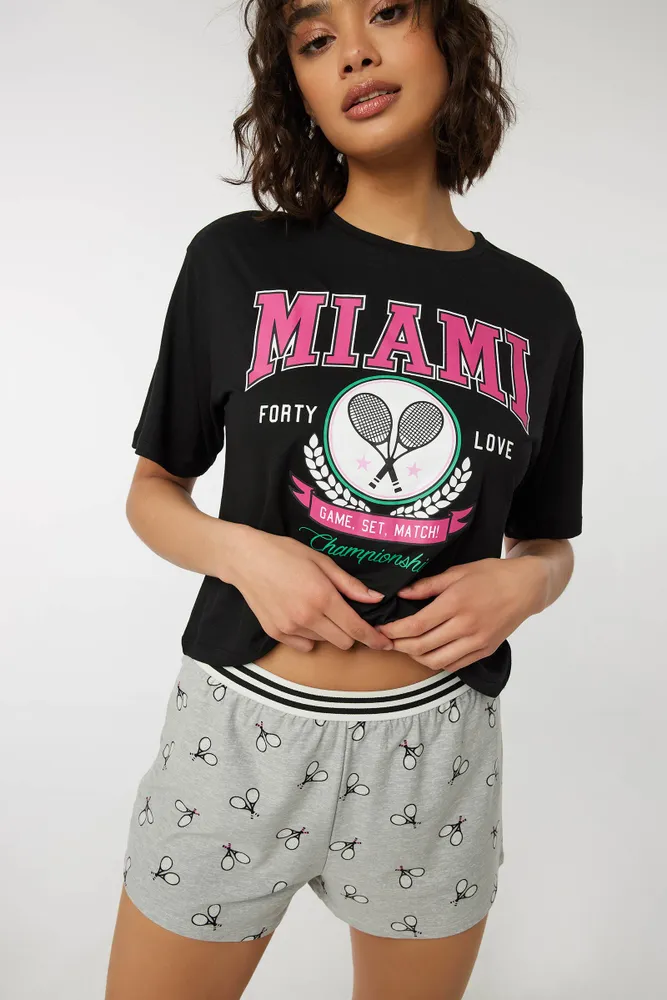 Ardene Super Soft 2 Piece PJ Set in Black Size Polyester