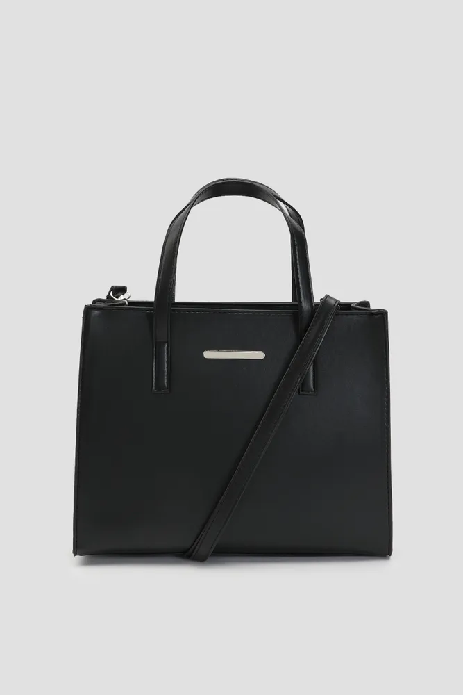 Faux leather tote best sale bag with zipper
