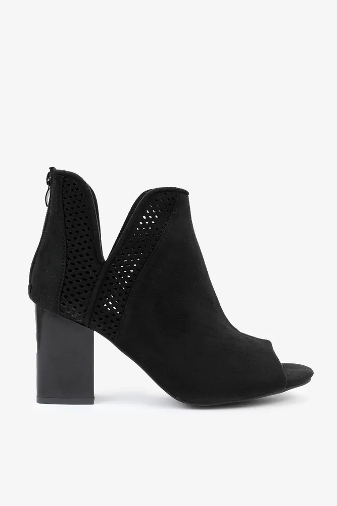Faux suede peep toe booties sales