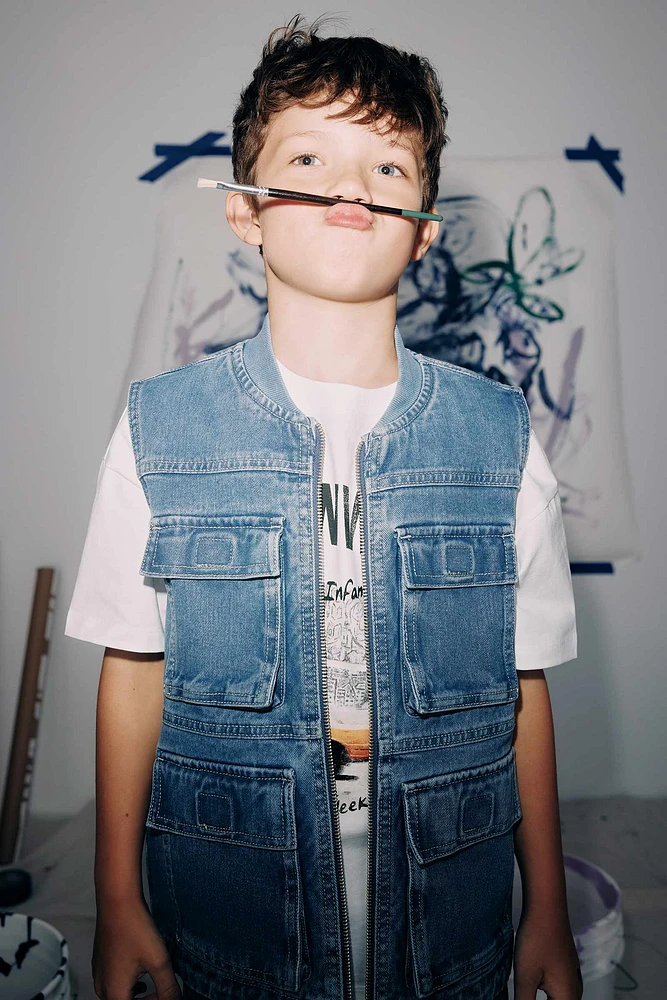 Boys denim vest store