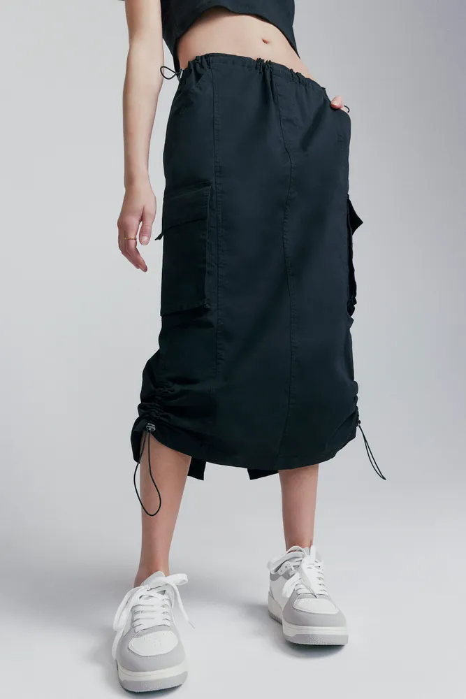 Cotton black store flowy skirt