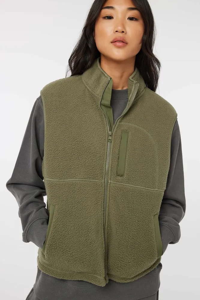 Ardene Sherpa Vest in Khaki | Size | Polyester