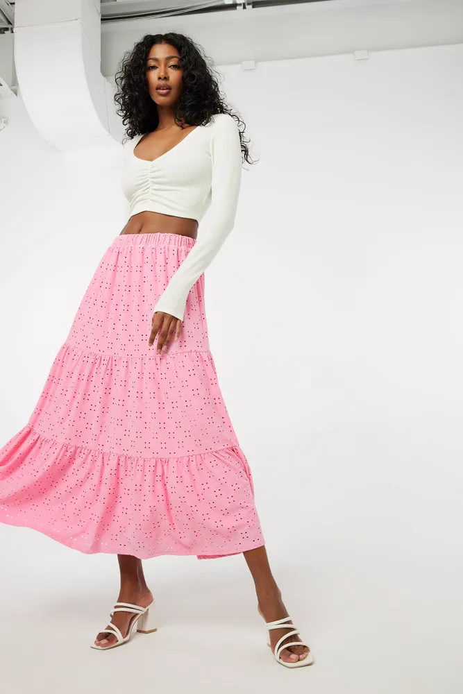 Pink shop eyelet skirt