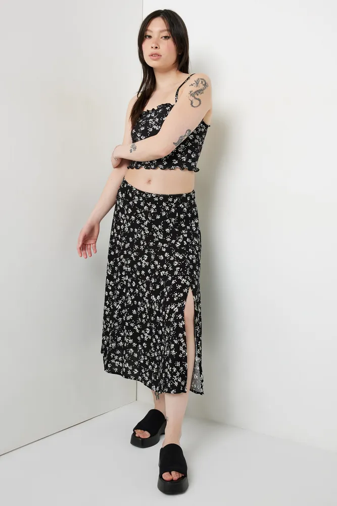Black and white deals flowy midi skirt