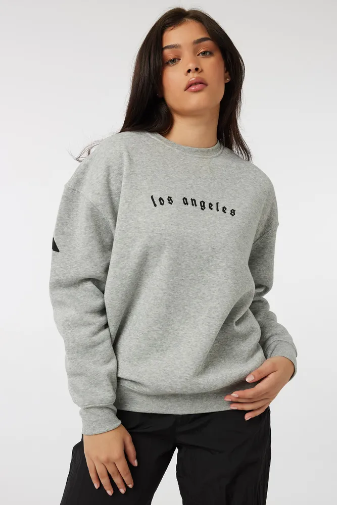 Ardene Printed Crew Neck Sweatshirt in Light Grey Size Small