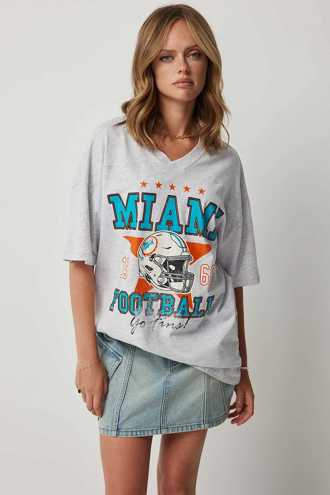 Grey miami dolphins t shirt top