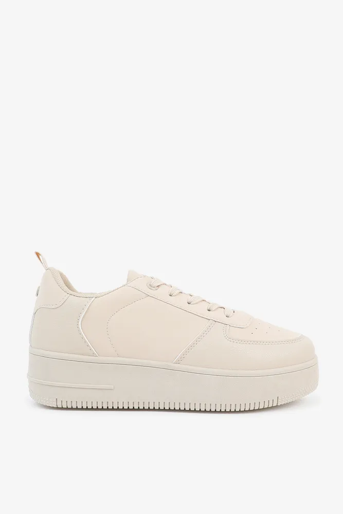 Ardene Thick Sole Tennis Shoes in Beige Size Faux Leather