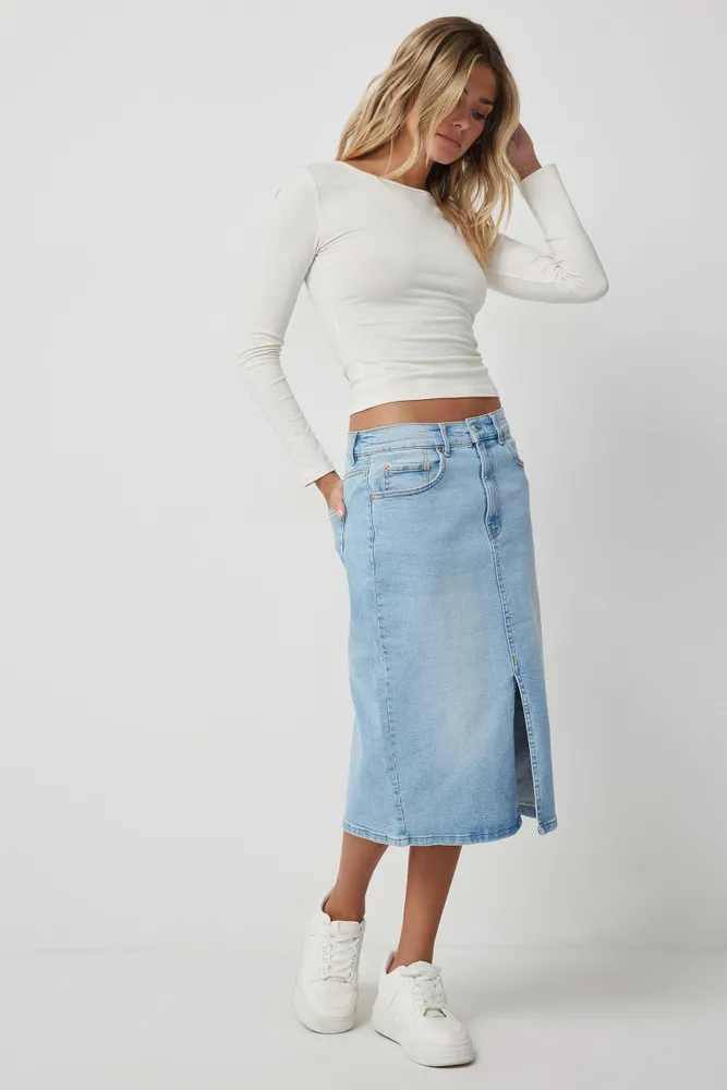 Midi jean outlet skirt canada