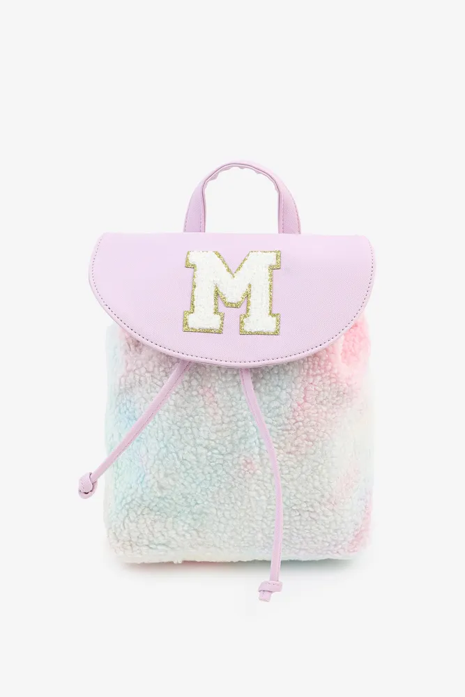 Ardene Initial M Backpack For Kids in Lilac Faux Leather