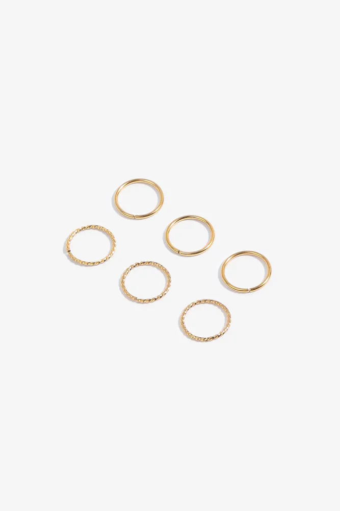 Ardene 6 Pack 18K Gold Plated Nose Rings Stainless Steel Shop