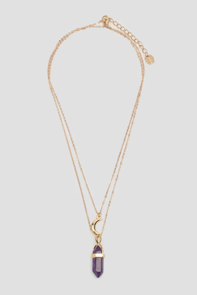 Ardene Two Row Chain Necklace with Pendants in Gold Kingsway Mall