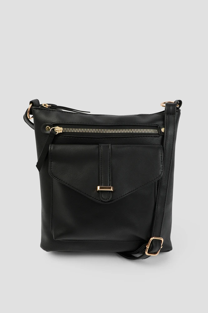Black faux leather crossbody bag shop