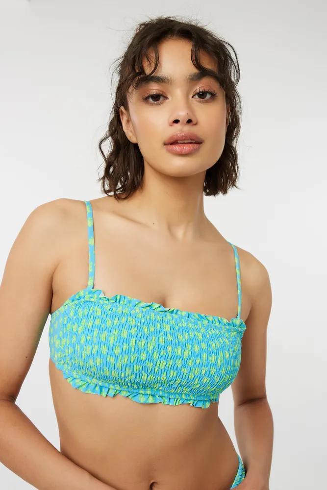 Smocked bandeau bikini top best sale