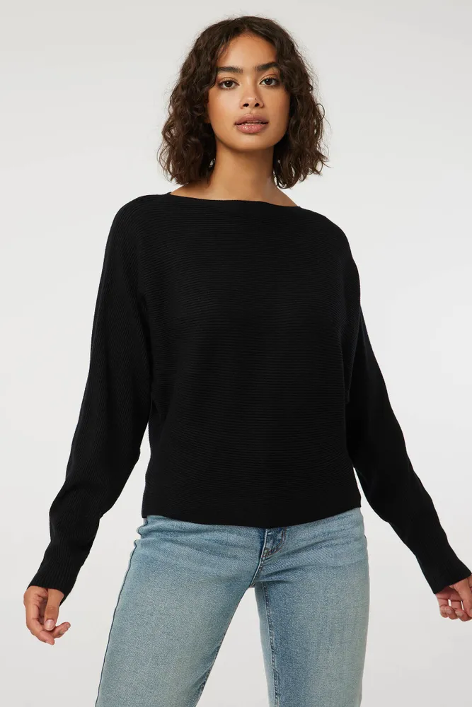 Horizontal ribbed sweater top