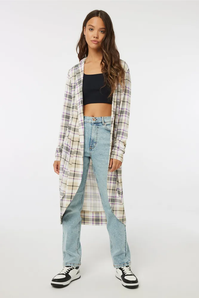 Plaid open front sale cardigan