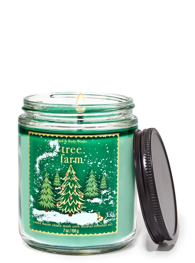 Bath & Body Works Tree Farm Mason Single Wick Candle Plaza Las Americas