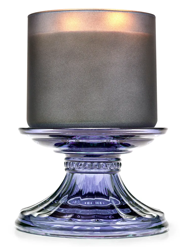 Bath & Body Works Fancy Glass Pedestal 3Wick Candle Holder Plaza Las