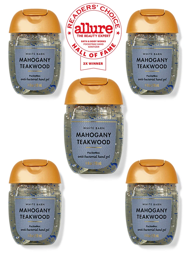 White Barn Mahogany Teakwood PocketBac Hand Sanitizers, 5-Pack