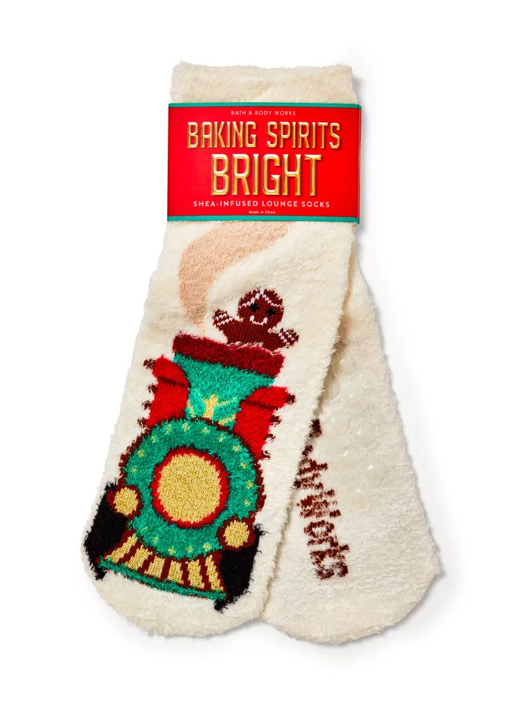 Bath Body Works Gingerbread Train Shea Infused Lounge Socks