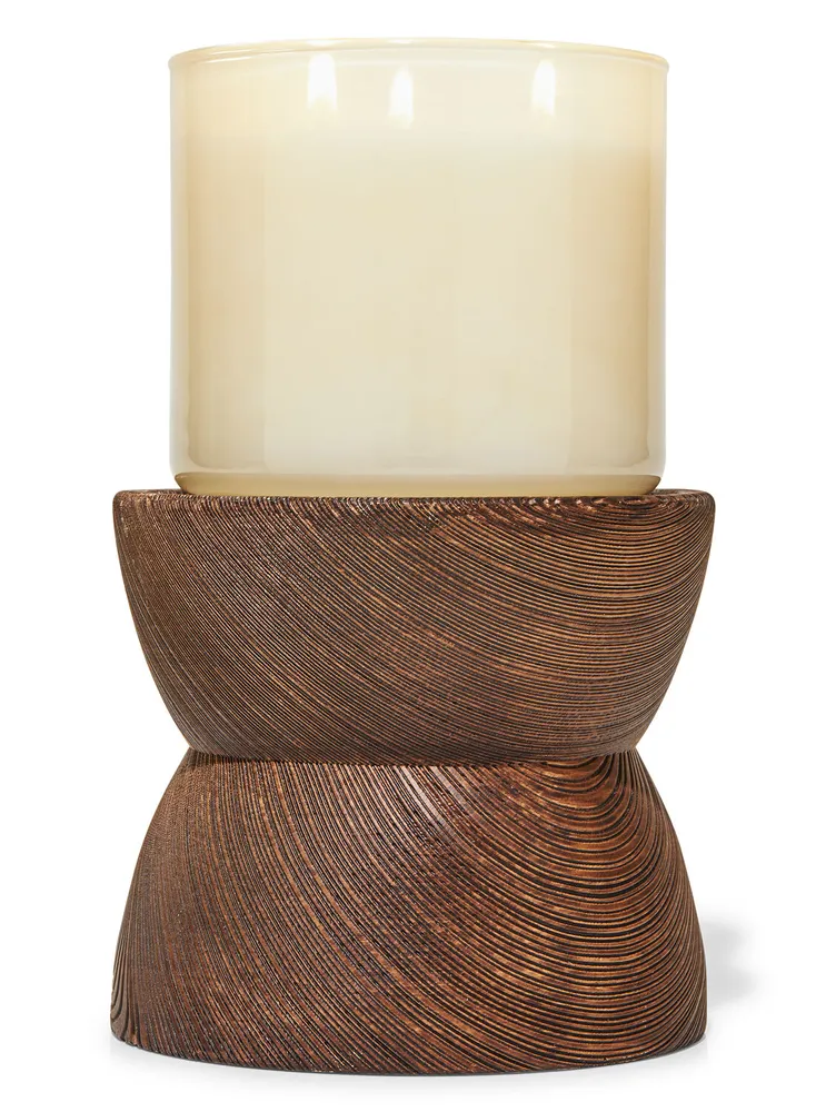 Bath & Body Works Woodgrain Pedestal 3Wick Candle Holder Dulles Town Center