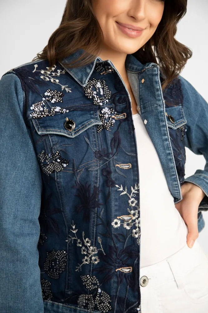 Sequin blue jean on sale jacket