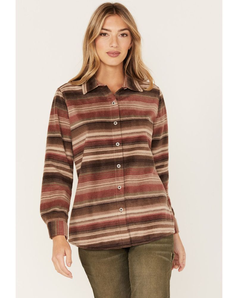 North River Women's Serape Stripe Print Long Sleeve Button Down Flannel