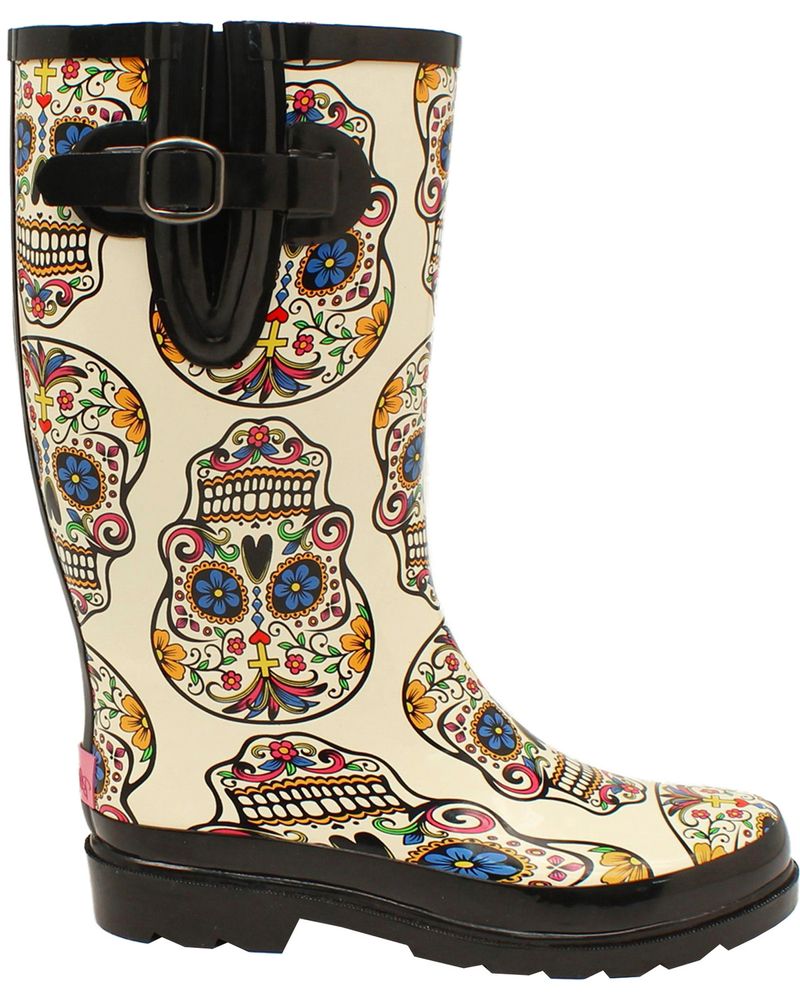 Women's sugar skull rain boots discount