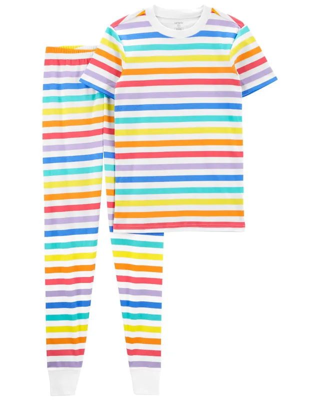 Carters Oshkosh 2 Piece Rainbow Stripes 100 Snug Fit Cotton PJs